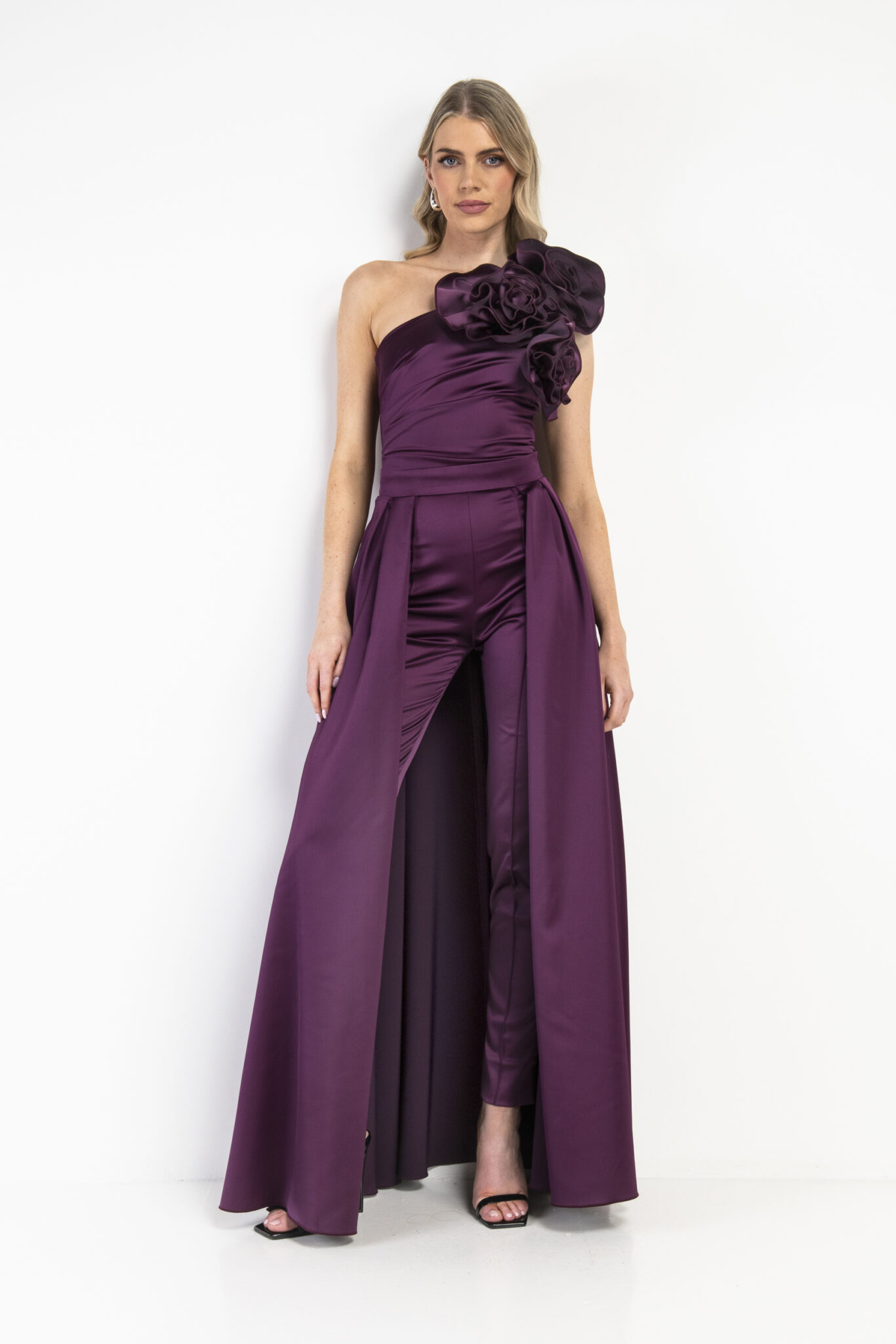 Lace Patchwork Twist Bust and Wrap Skirt Stretch Jumpsuit main image 1